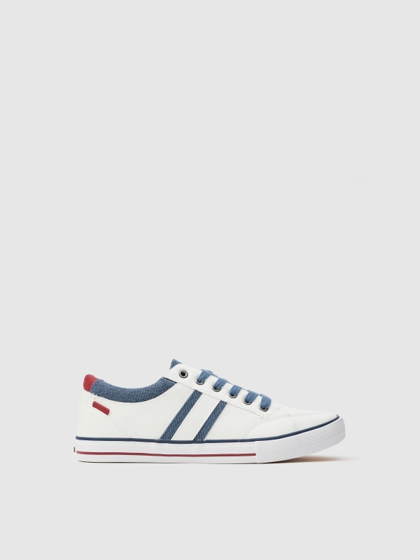 Sneaker with denim fabric white
