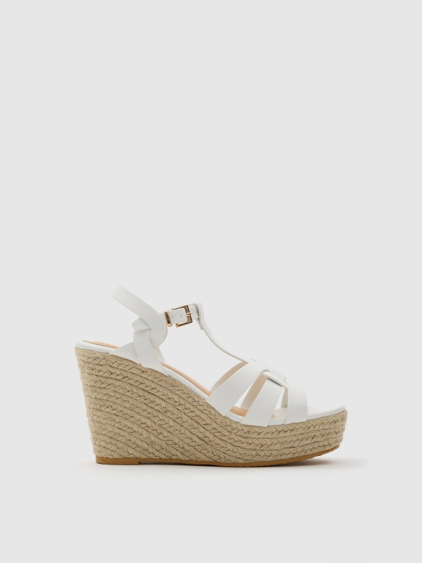 Jute wedge with strips white