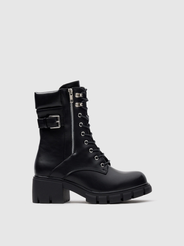 Military boots with zip black