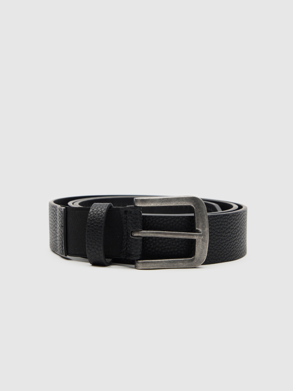 Textured leatherette belt black