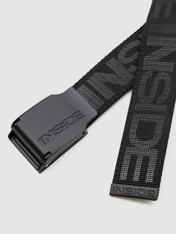 Cinturón lona logotipo negro vista detalle