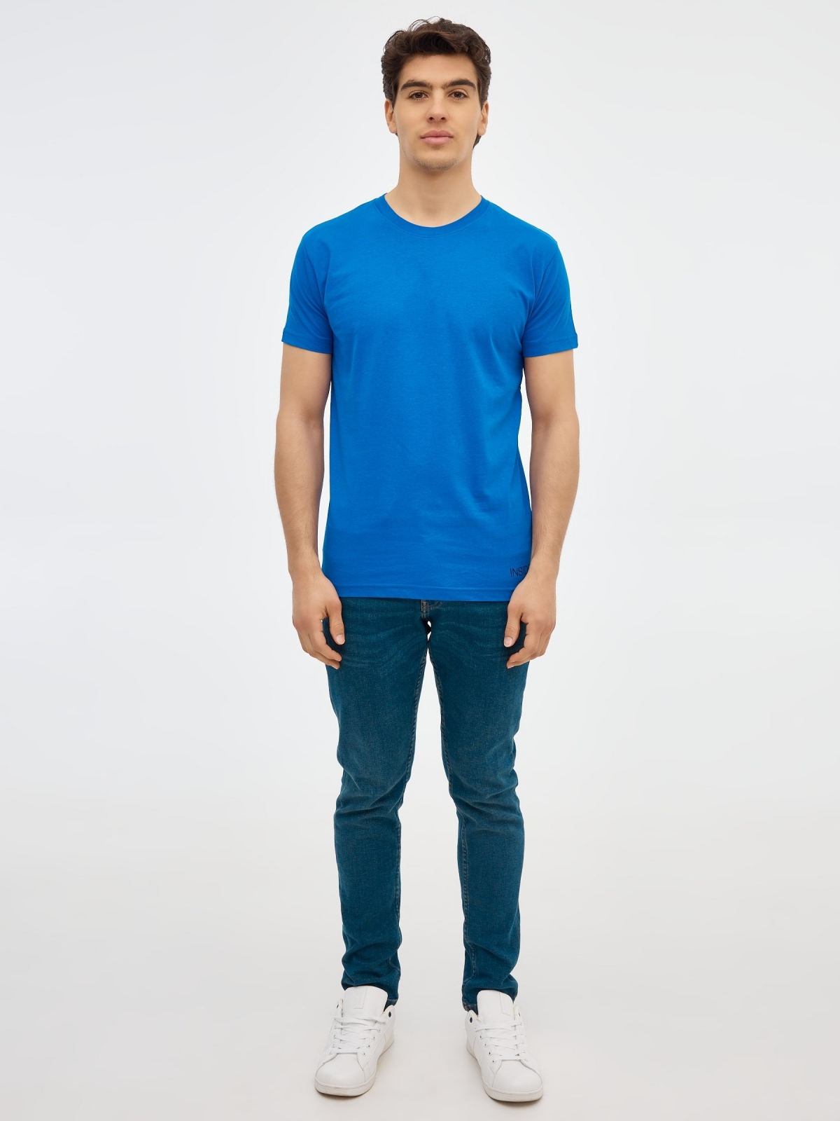 T-shirt básica manga curta azul ducados vista geral frontal