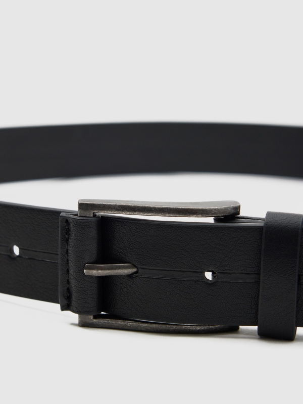 Leatherette dress belt black detail view