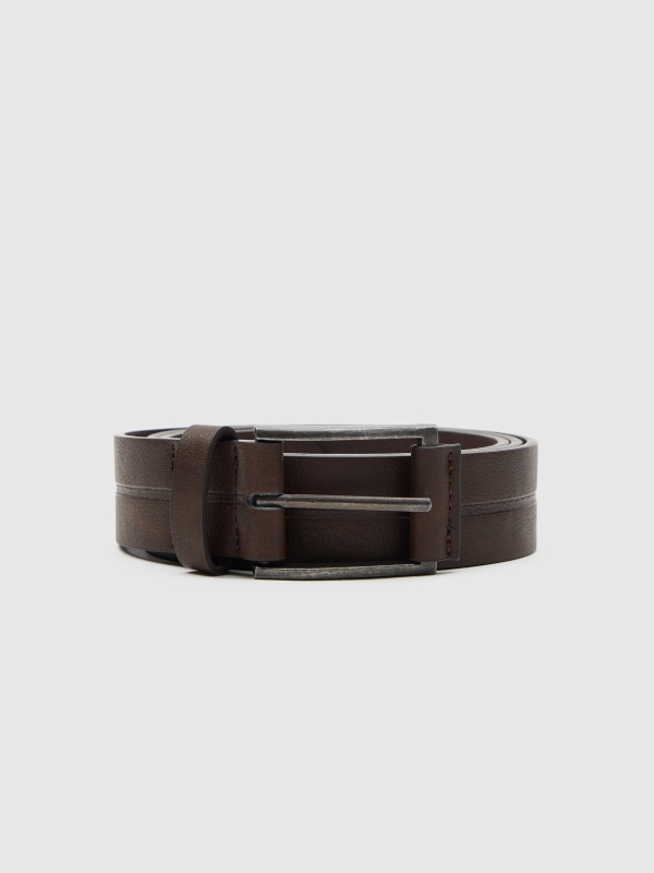 Leatherette dress belt brown