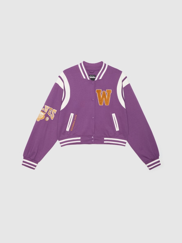  Bomber jacket with patches aubergine