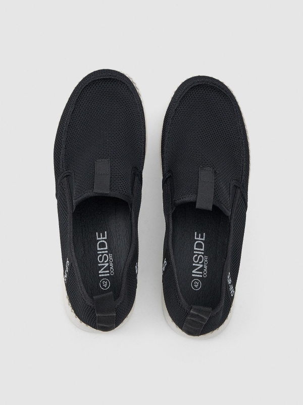 Elastic nylon sneaker black zenithal view