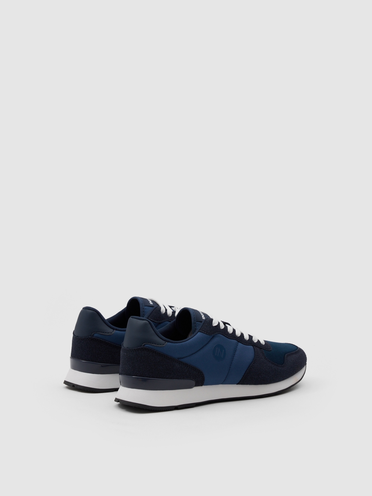 Two-tone nylon sneaker blue 45º back view