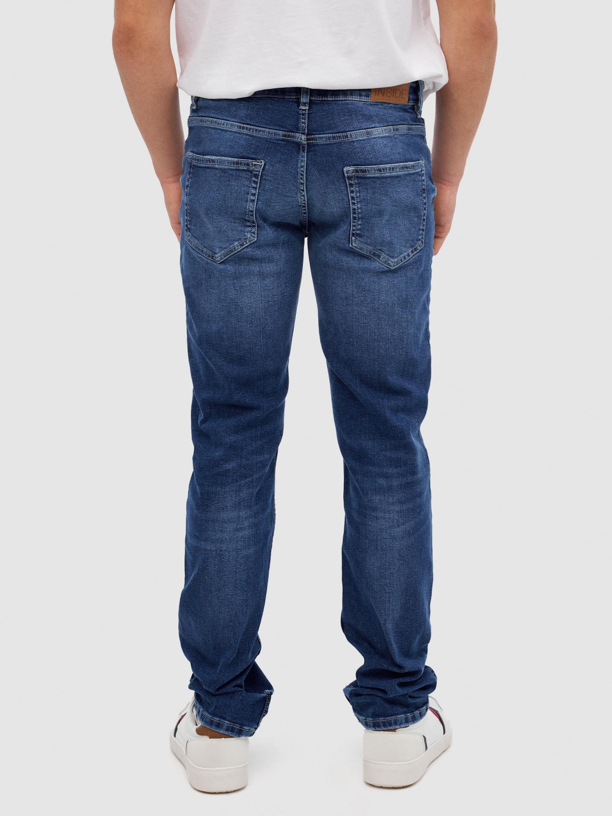 Regular jeans blue middle back view