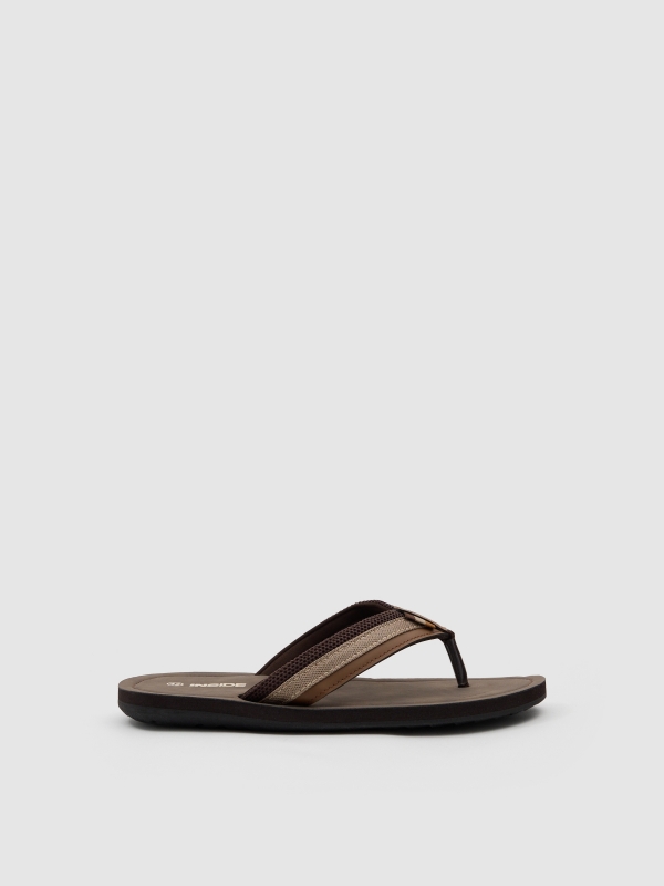 Combined toe sandal dark brown