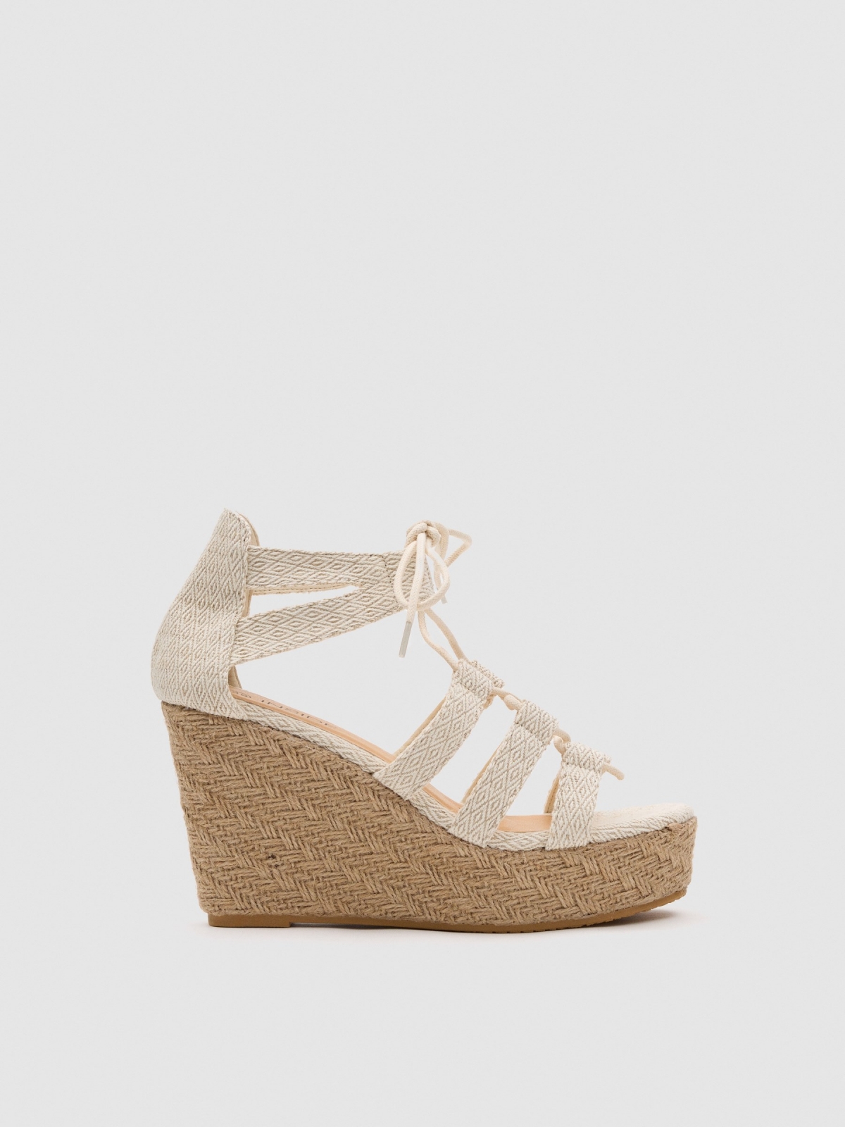 Wedge sandal with straps off white