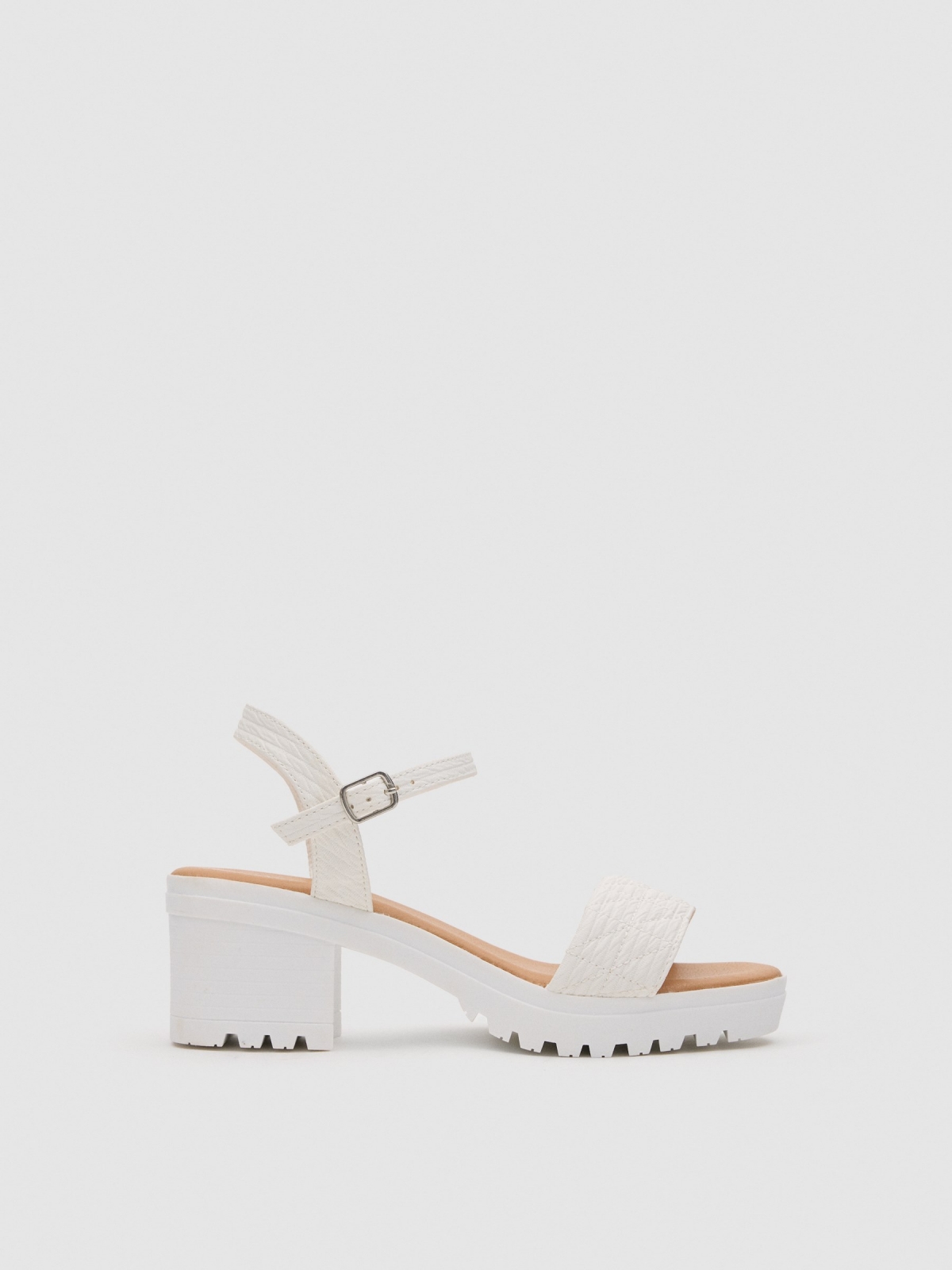 Track heel sandal white
