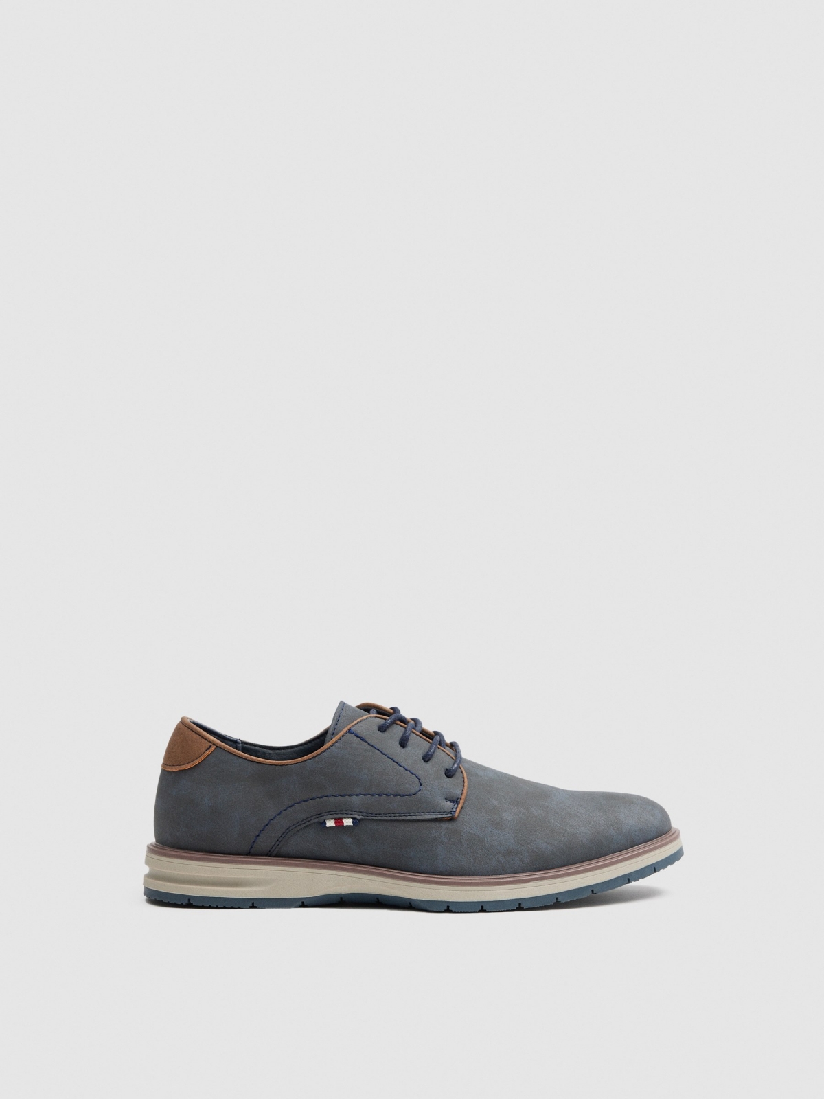 Blucher shoes with piping steel blue