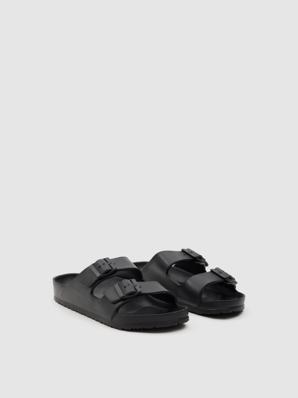 Flip flop 2 buckles black lateral view