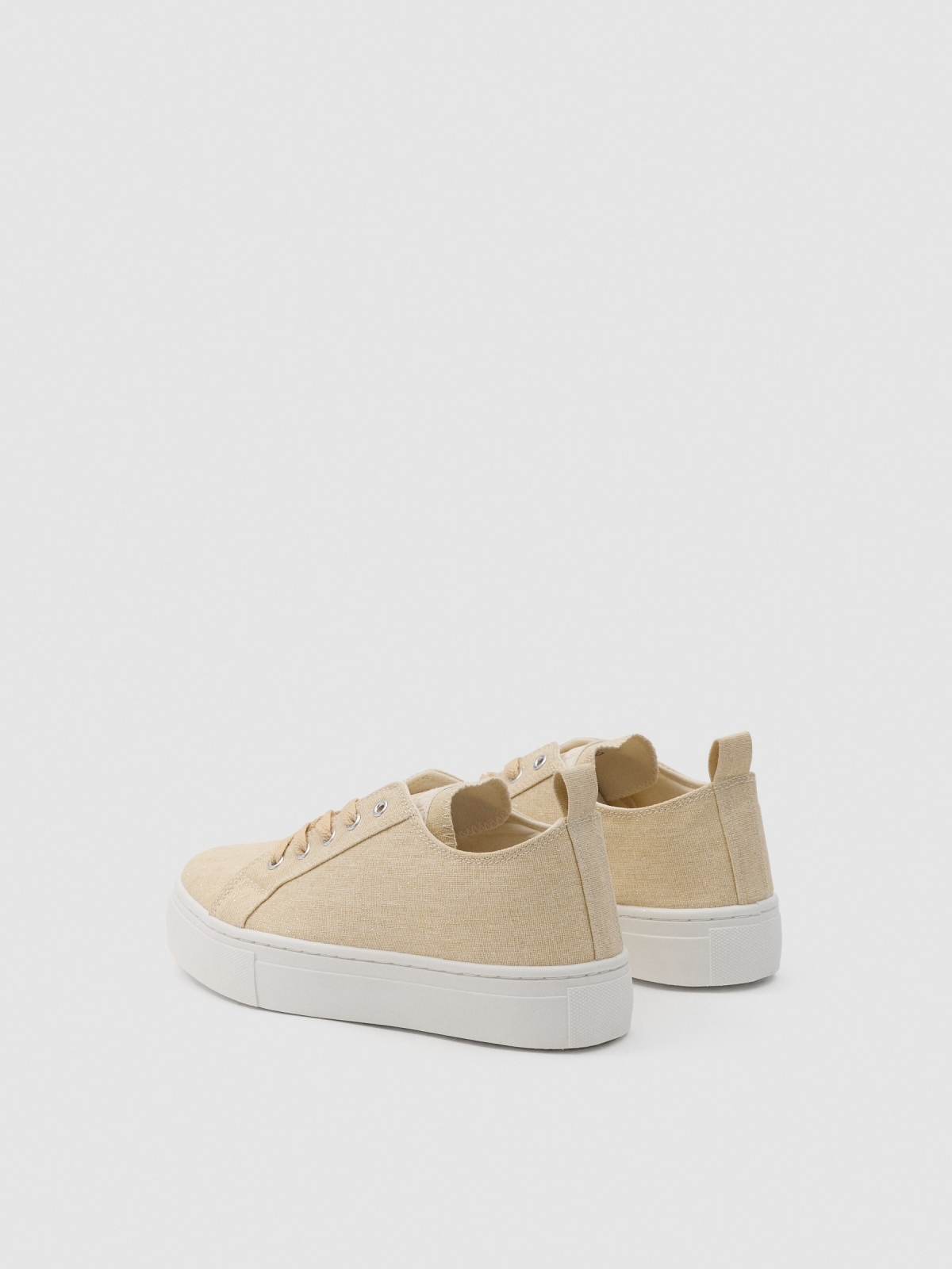 Natural canvas sneaker sand 45º back view