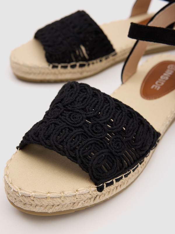Crochet sandal black detail view