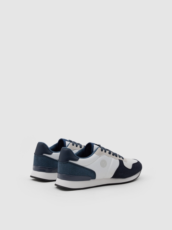 Combined basic sneaker blue/white 45º back view