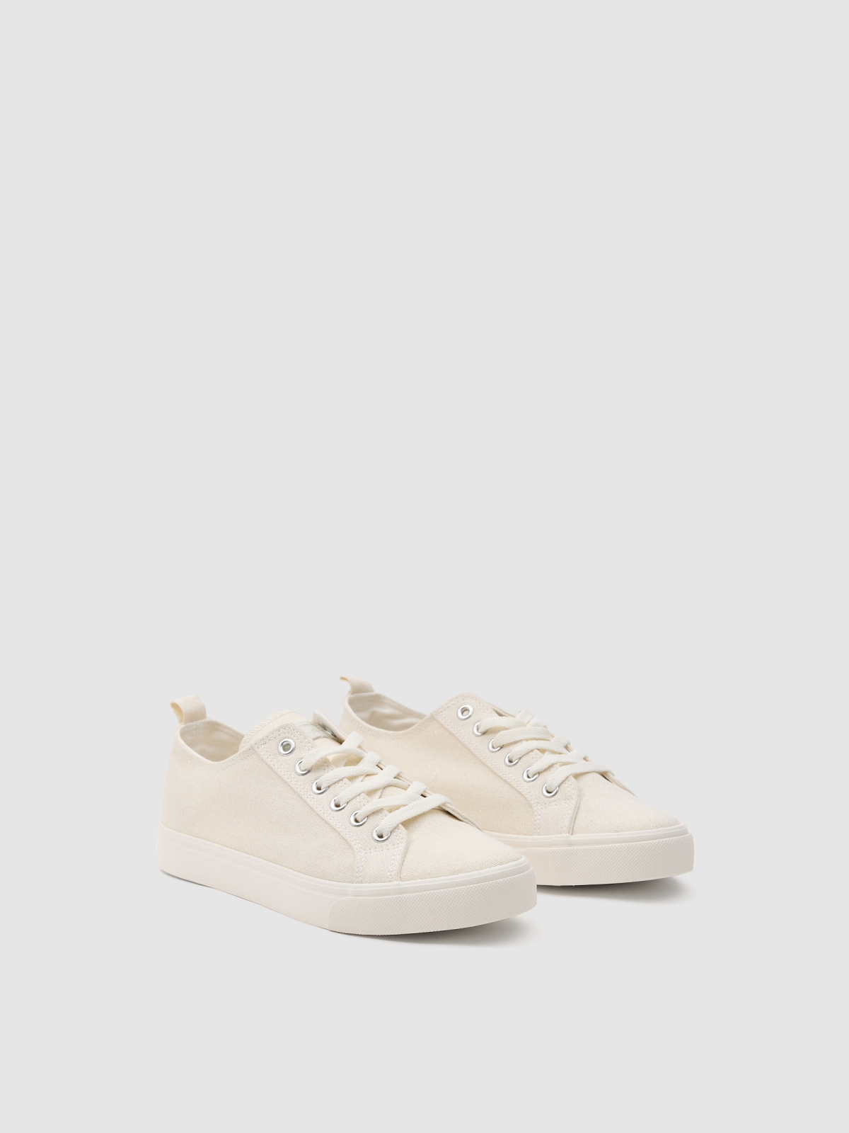 Shiny canvas sneaker off white 45º front view