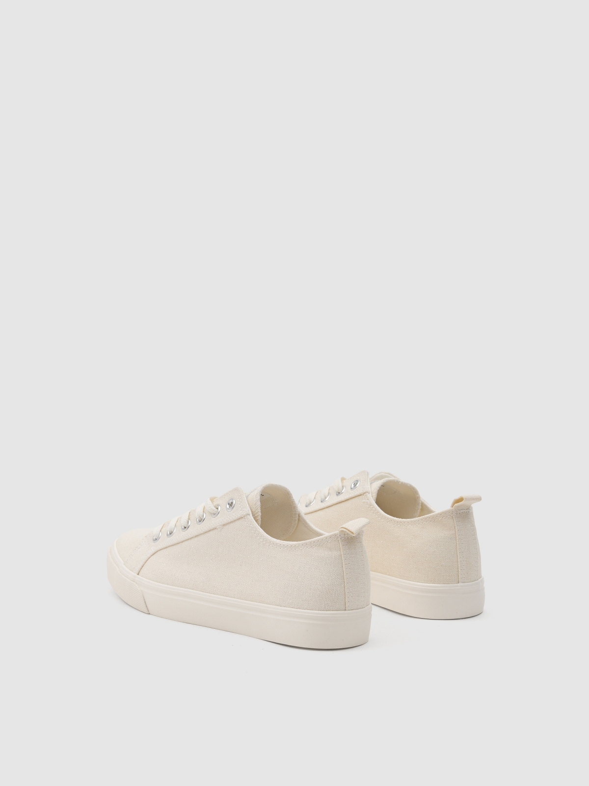 Shiny canvas sneaker off white 45º back view