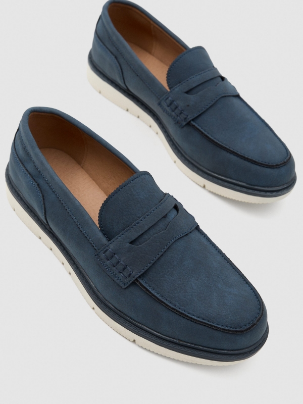 Classic sport moccasin steel blue detail view