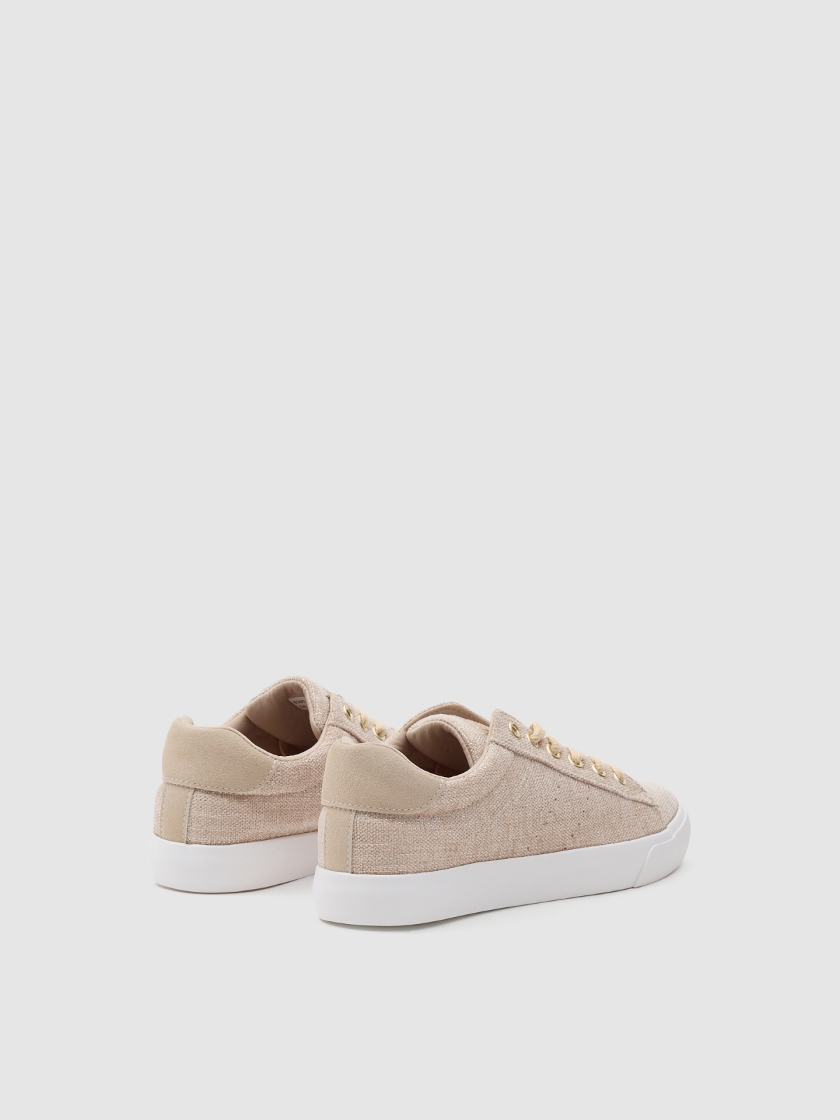 Natural canvas sneaker sand 45º back view