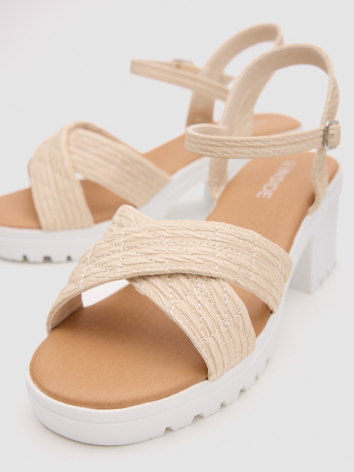 Padded strappy sandals nude pink detail view