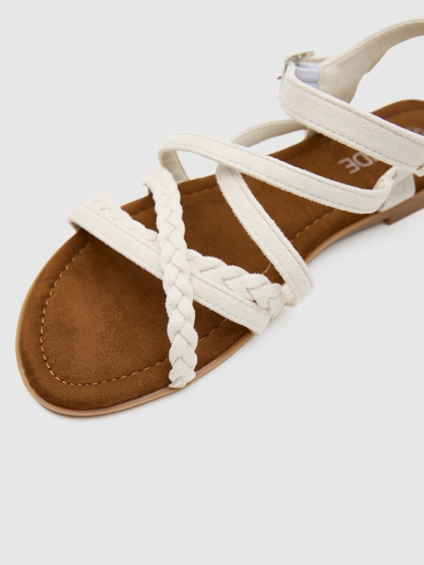 Braided straps sandal off white detail view