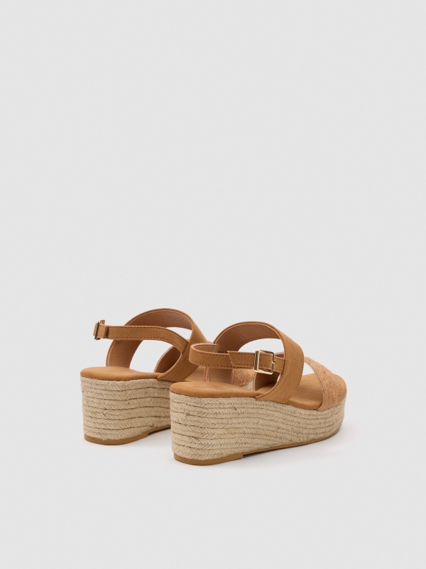 Wedge wide straps cinnamon 45º back view