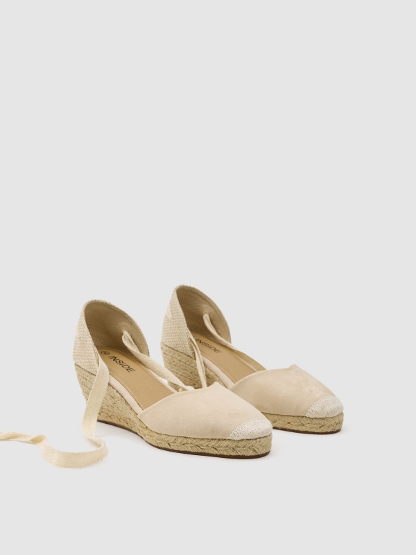 Wedge espadrille sand 45º front view