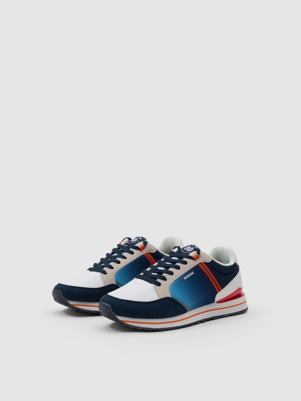 Contrast details sneakers blue/white 45º front view