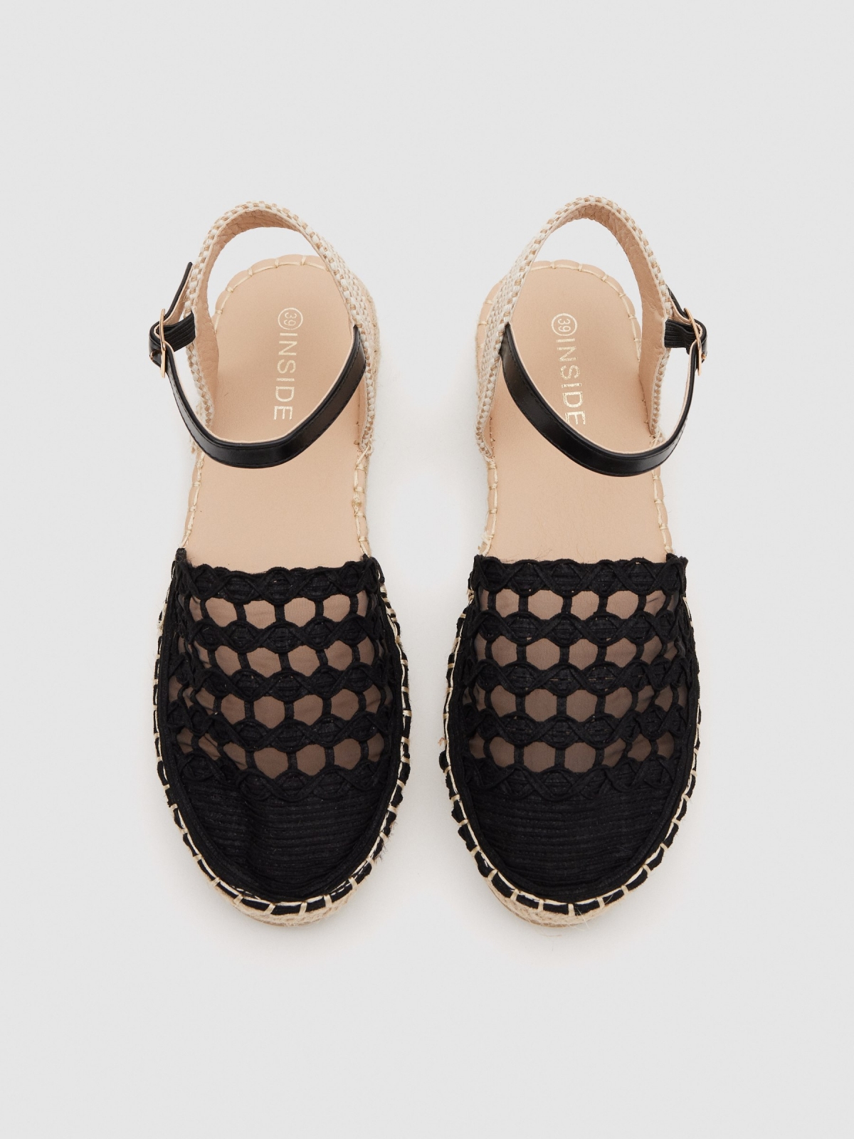 Crochet espadrille sandal black zenithal view