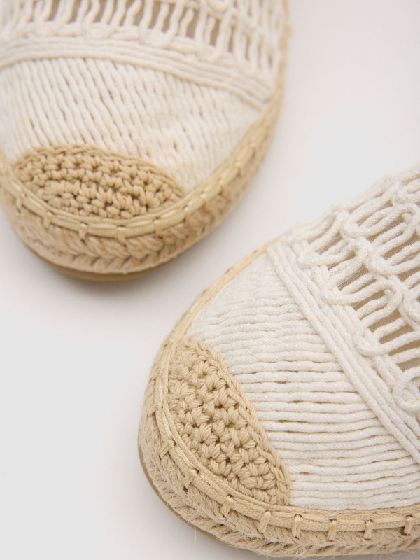 Crochet espadrille off white detail view