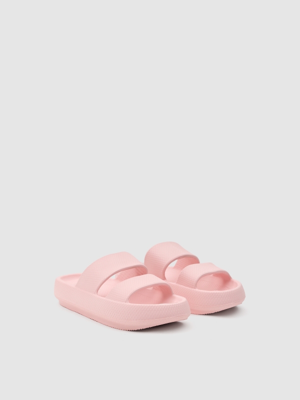 Platform flip flops pink with a model