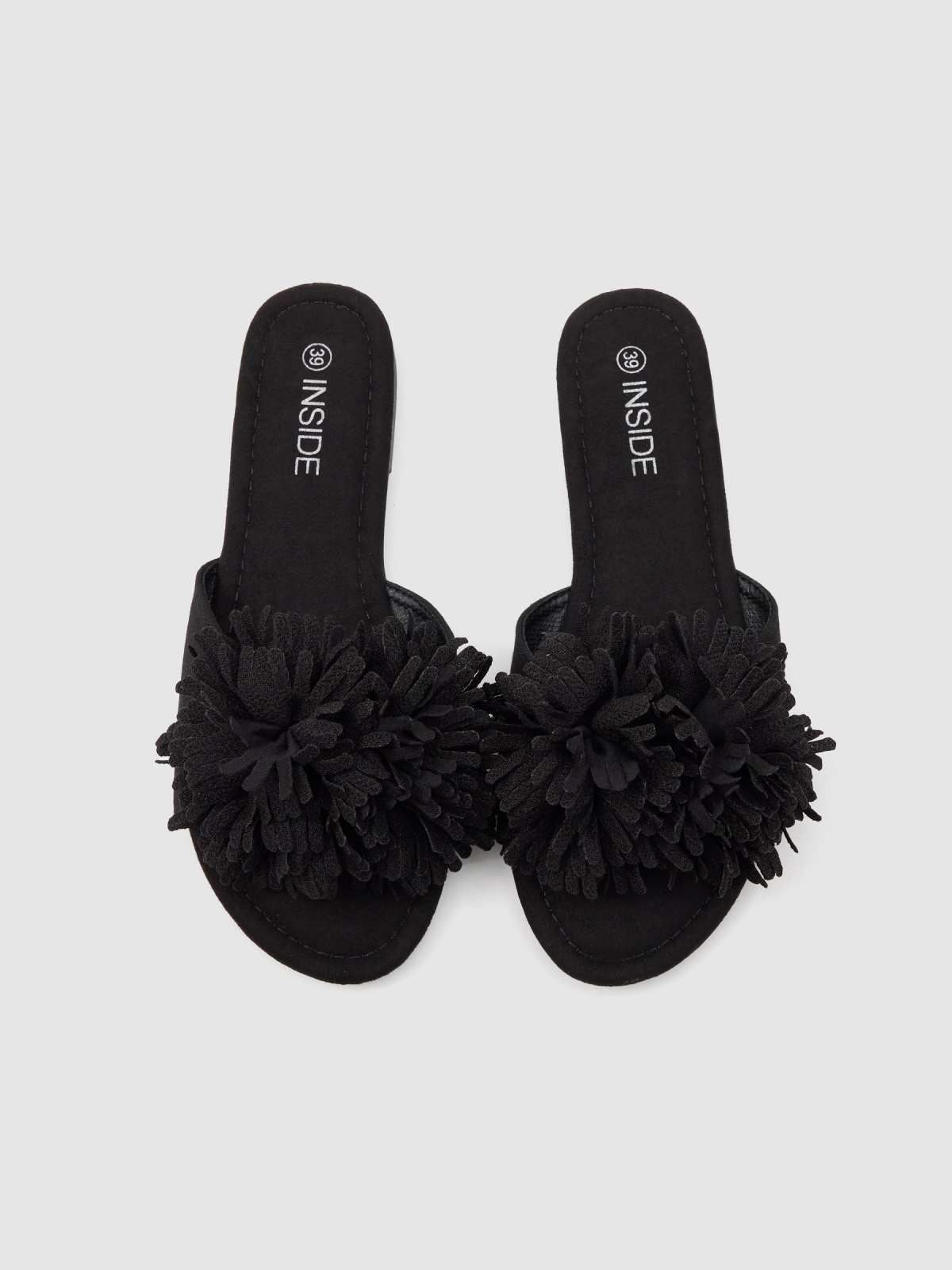 Floral sandal black zenithal view