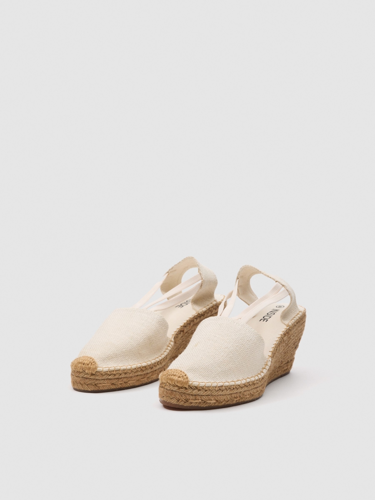 Elasticated espadrille off white 45º front view