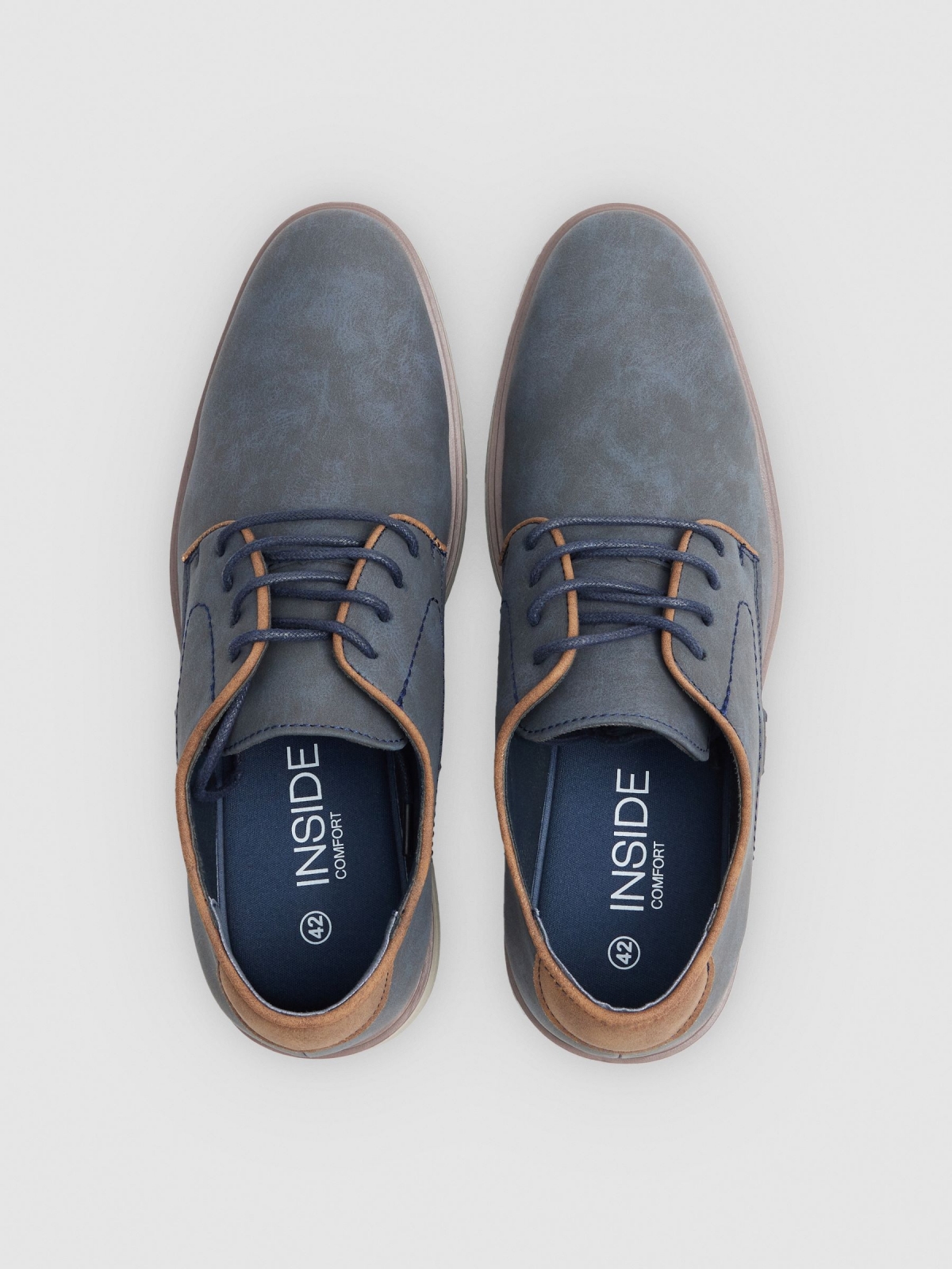 Sapatos Blucher com rebordo azul aço vista superior