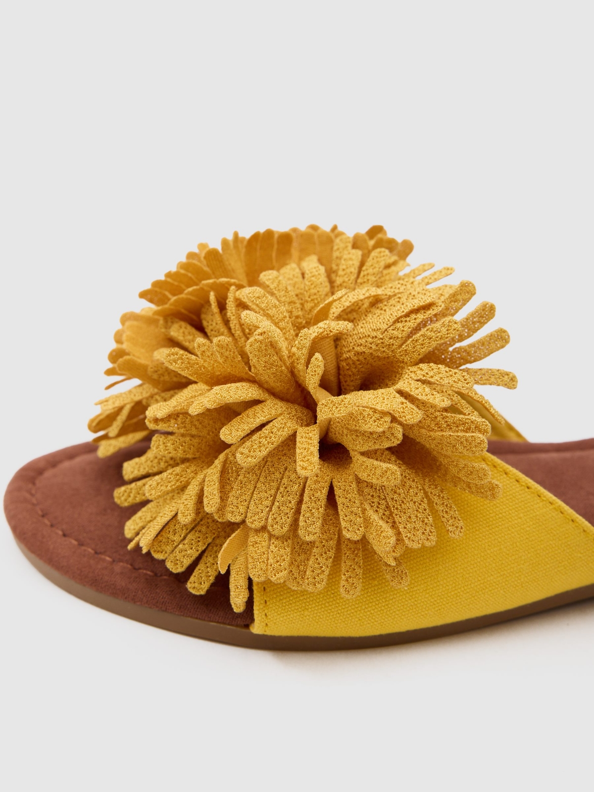 Floral sandal mustard detail view
