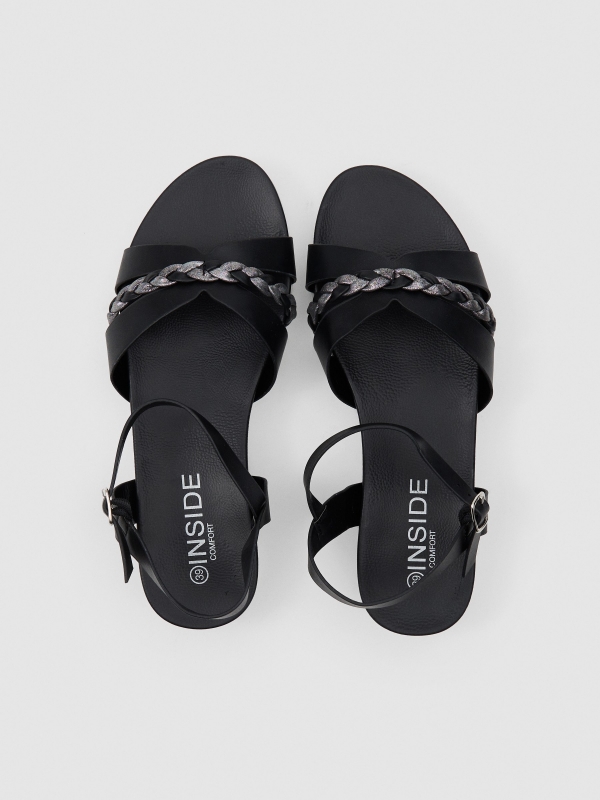Braided sandal black zenithal view