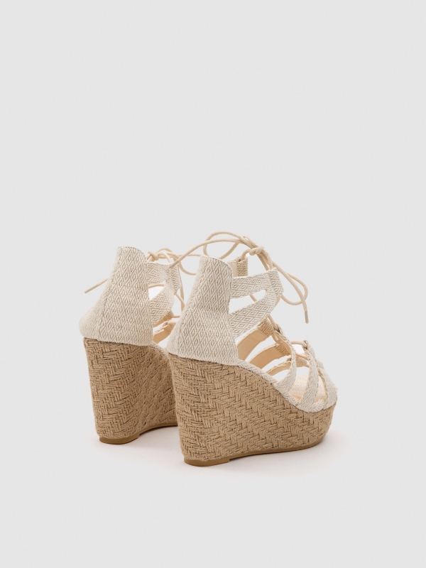 Wedge sandal with straps off white 45º back view