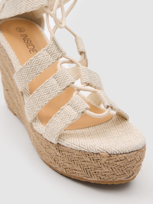 Wedge sandal with straps off white detail view