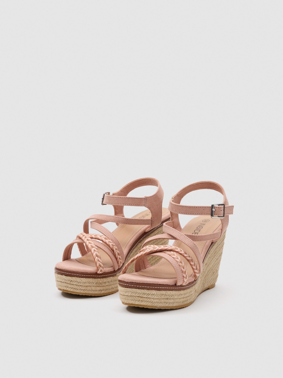 Wedge braided straps pink 45º front view