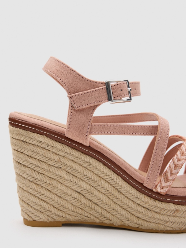 Wedge braided straps pink detail view