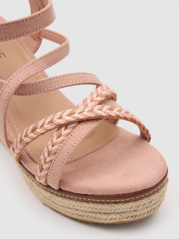 Wedge braided straps pink detail view