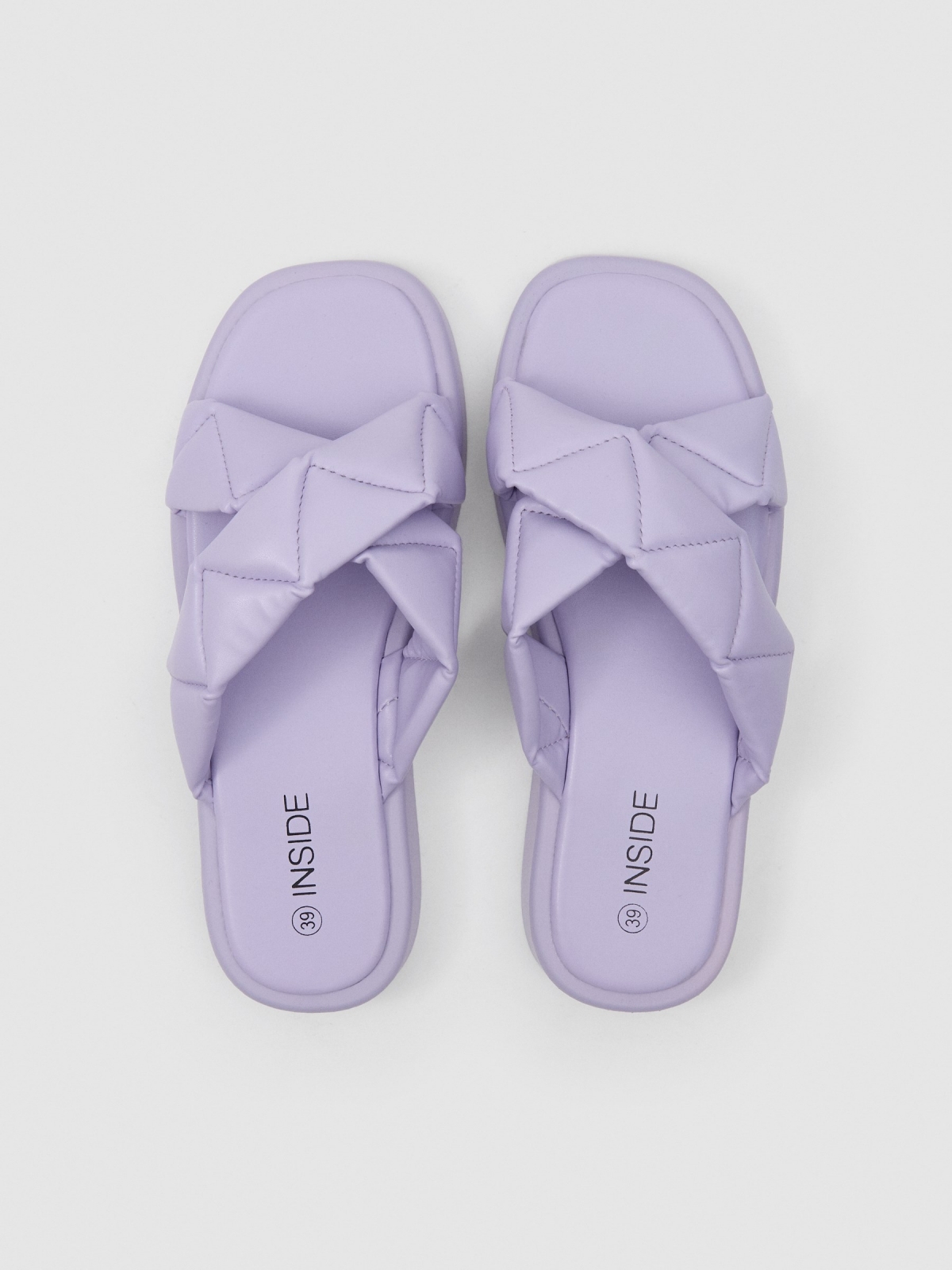 Sandal with crossed straps mauve zenithal view