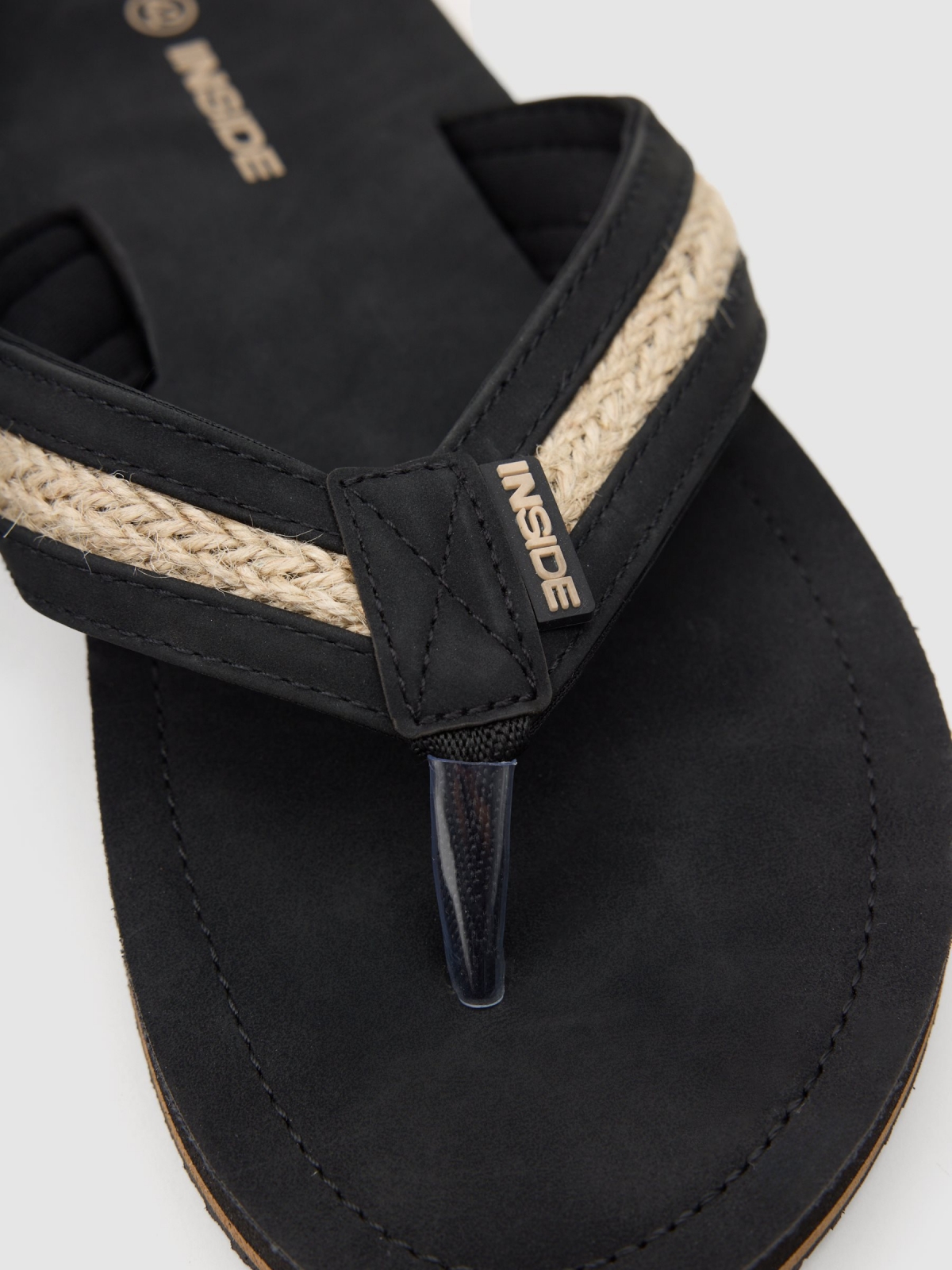 Jute sandal black/beige detail view