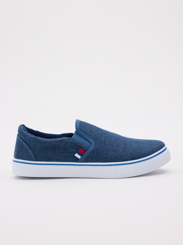 Elastic blue canvas shoes blue