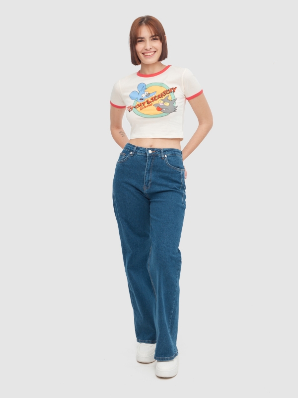 T-shirt The Itchy & Scratchy Show off white vista geral frontal
