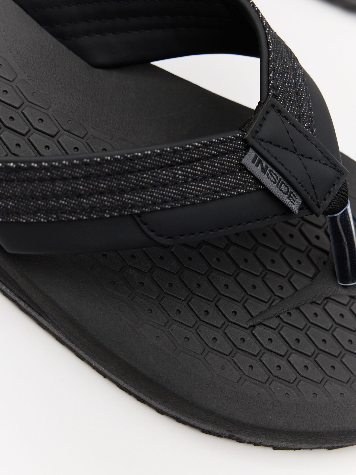 Black denim sandals black detail view