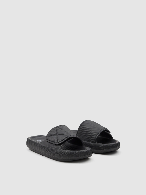 Reflective flip flop black lateral view