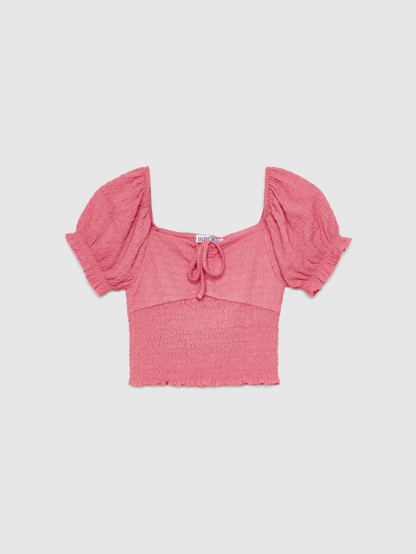  Ruffled Top with bow powdered pink