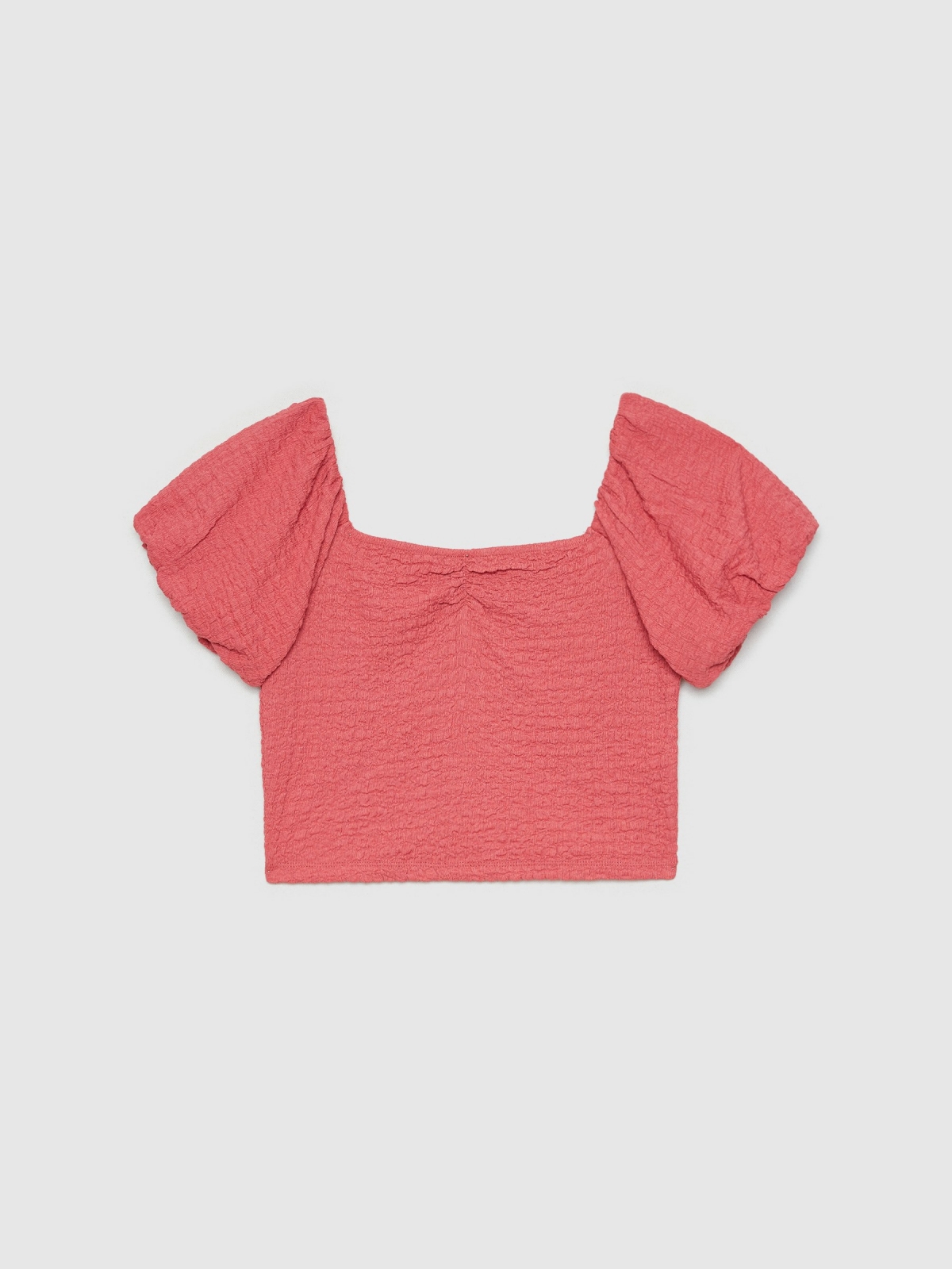  Puffed t-shirt with sweetheart neckline red